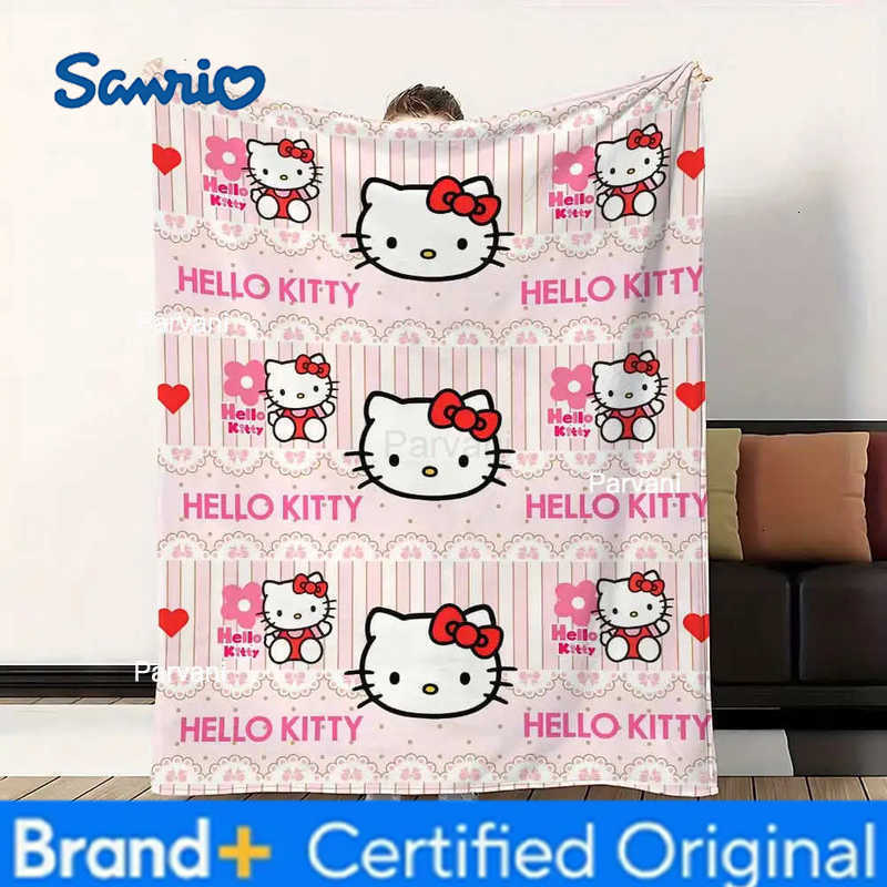 Sanrio Kawaii Hellos Cat Nap Blanket Sofa Winter Fluffy Soft Blankets for Bed Home Bedroom Decoration Bedspread the Throw Warm Knee H2512301-image-1090316439