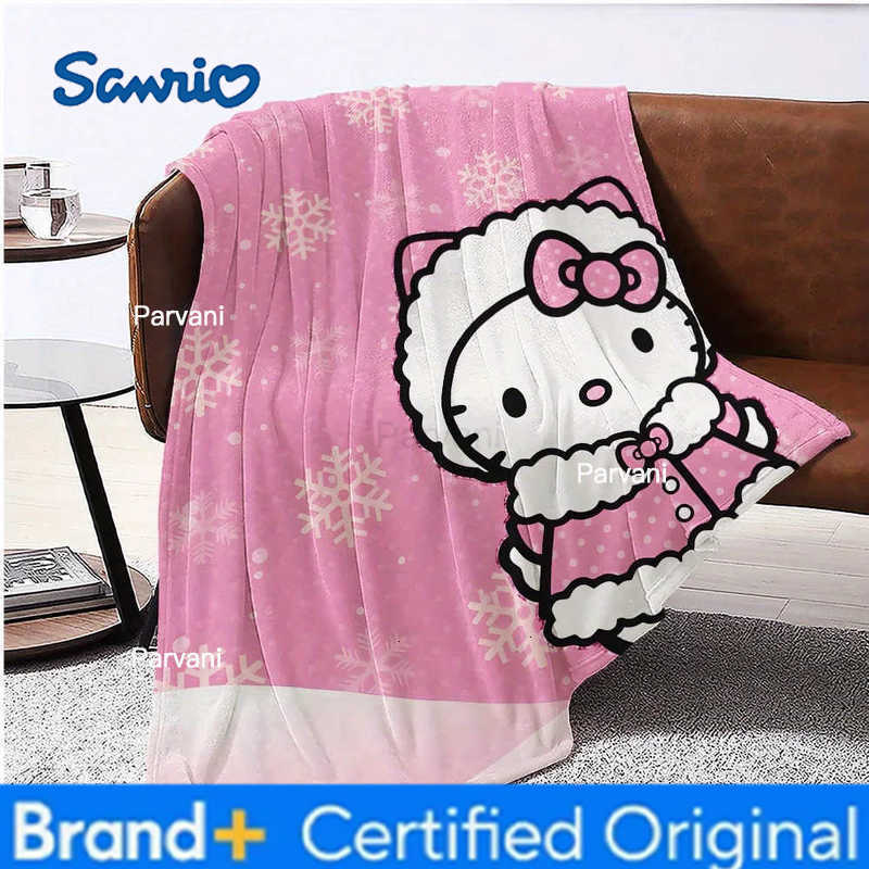 Sanrio A for hello kitty Christmas Fleece Blanket Pink Snowflake Winter Design Cozy Country-Style Home Decor PerfectHoliday Gift H251230-image-1090301939