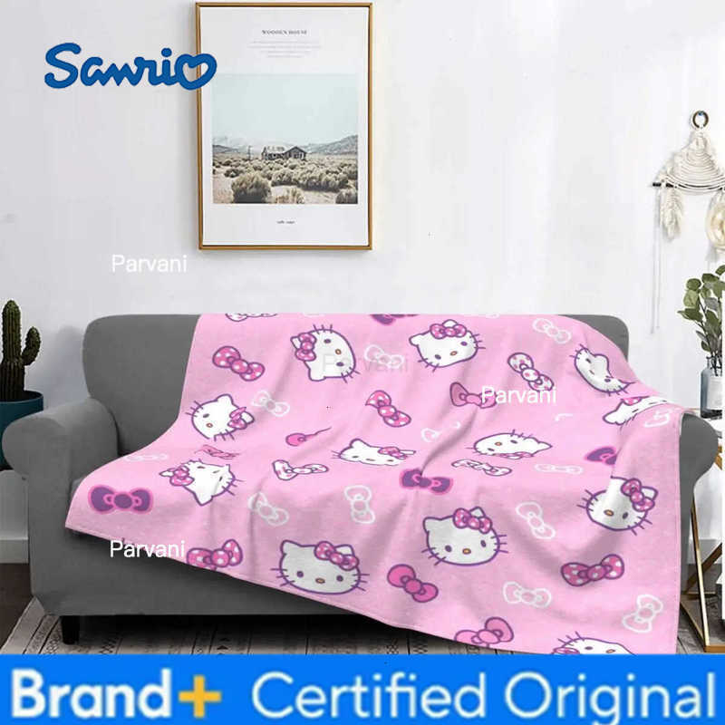 Sanrio Official Hello Kitty Pink Cute Blanket Cover Flannel Ultra-Soft Throw Blanket for Outdoor Travel Bedspread H251230-image-1090300900