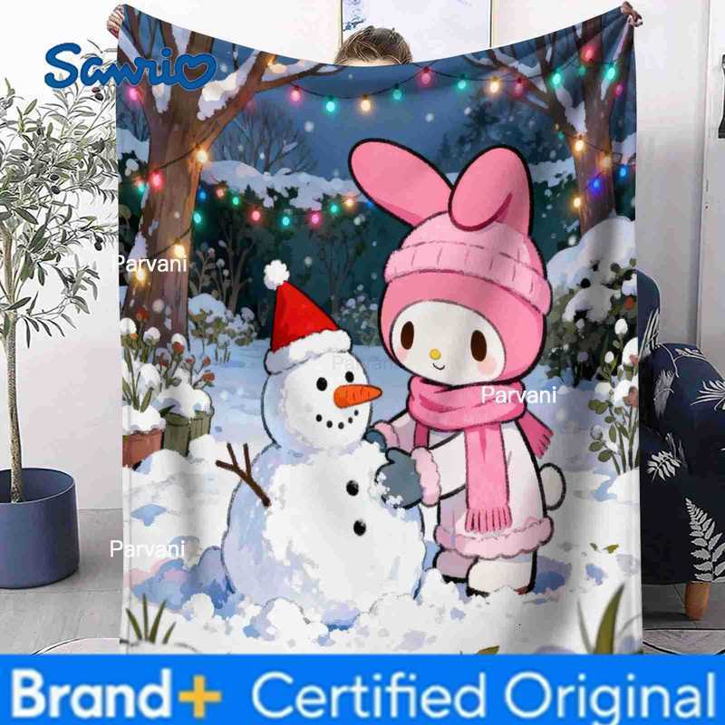 Sanrio Kawaii KuromiMelody Printed Blanket Soft Flannel Throw Fluffy Bed Blanket Quality Winter Warm Blanket Christmas Kids H251230-image-1090301928