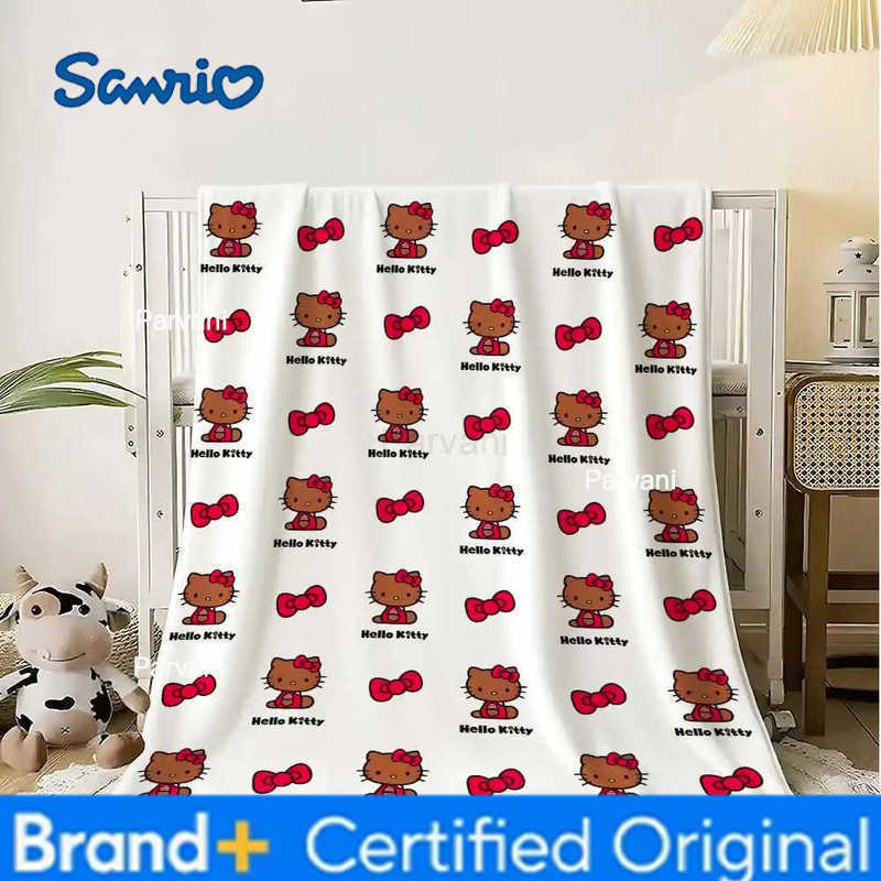 Sanrio Kawaii Hellos Cat Knee Blanket for Living Room Decorative Bed Blankets Bedroom Decoration Home Bedspread the Sofa Throw Winter H251230-image-1090300957