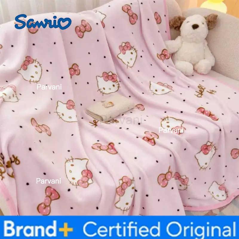 Sanrio children cute nap blanket sheet quilt kuromi milk fleece double sided blanket boy girl hello kitty cartoon blanket H251230-image-1090301800