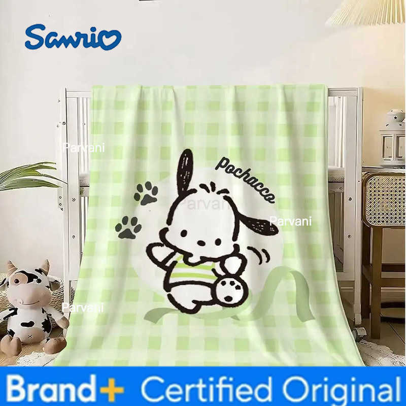 Sanrio Kawaii Green Pochacco Hairy Blankets for Bed Blanket 150cm X 200cm Home Interior Luxury Bedding Fluffy Plaid Sofa Throw Knee Nap H251230-image-1090300050