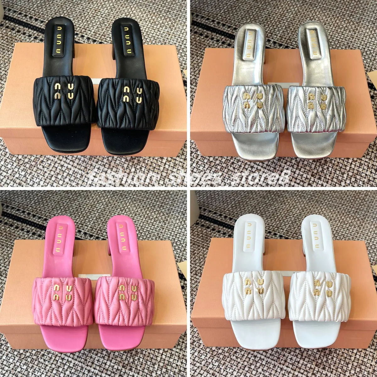 Sandales de créateurs en cuir véritable chaton talon pantoufles été classique mode talon épais sandale pantoufles décontractées vacances vintage