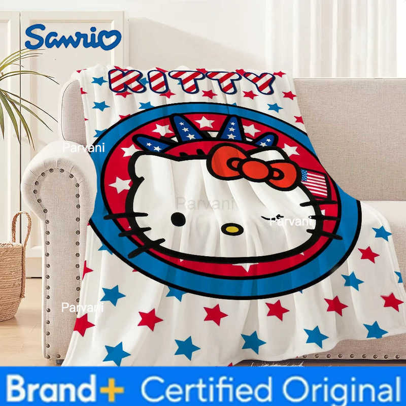 Sanrio cartoon warm soft art plush blanket Cute suitable K-KittyS for sofa living room office bedroom travel gift Hello Flannel H251230-image-1090301023