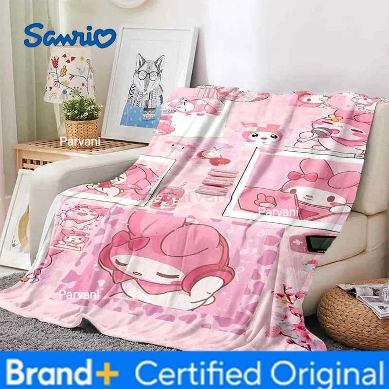 Sanrio Large Size My Melody Blanket for Sofa Hello Kitty Soft Flannel Throw Fluffy Bed Blanket New Born Winter Warm Blanket Gift H251230-image-1090301936