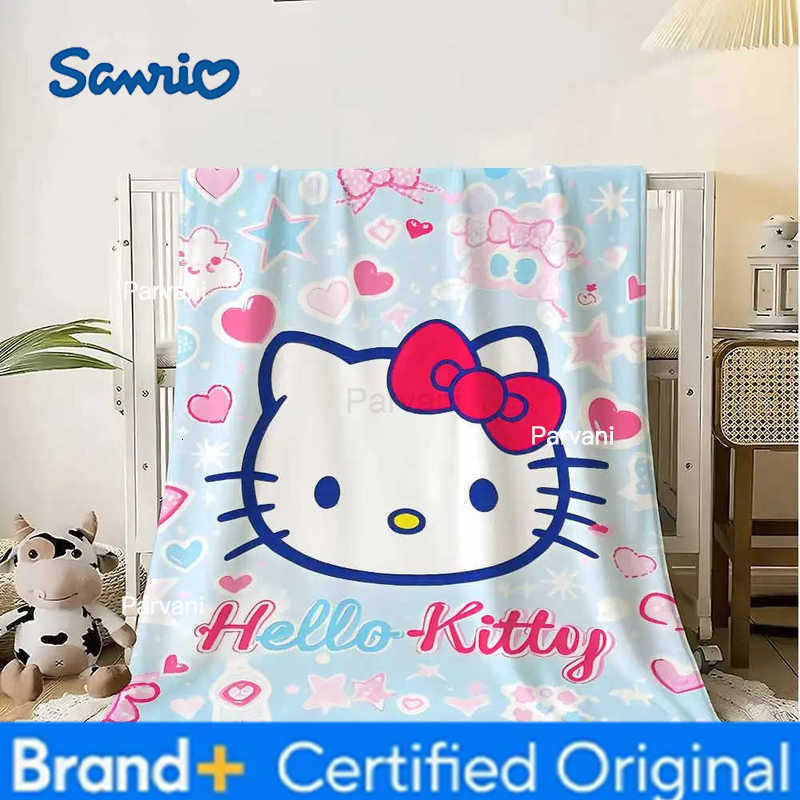 Sanrio Kawaii Cat Hellos Furry Winter Blankets Sofa Decoration Cute Throw Blanket King Size Fluffy Plaid Home Interior Luxury Bedding H251230-image-1090300797