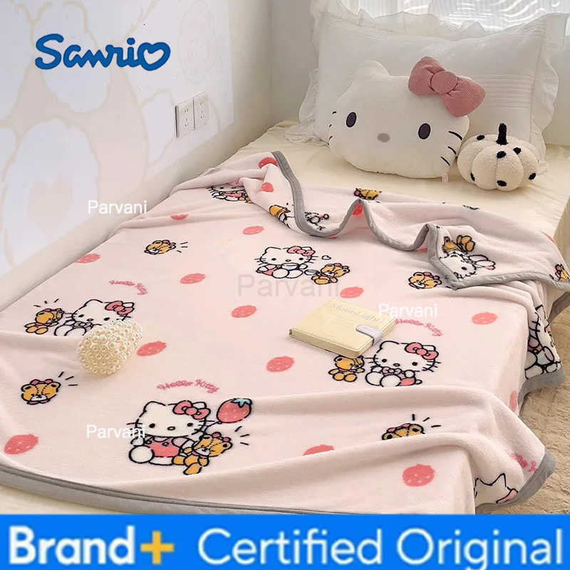 Sanrio 150x200 Hello Kitty Strawberry Fluffy Blanket Kawaii Kuromi Pochacco Home Textile Warm Throw Blanket Bedding Sofa Cover Kid Gift H251230-image-1090301718