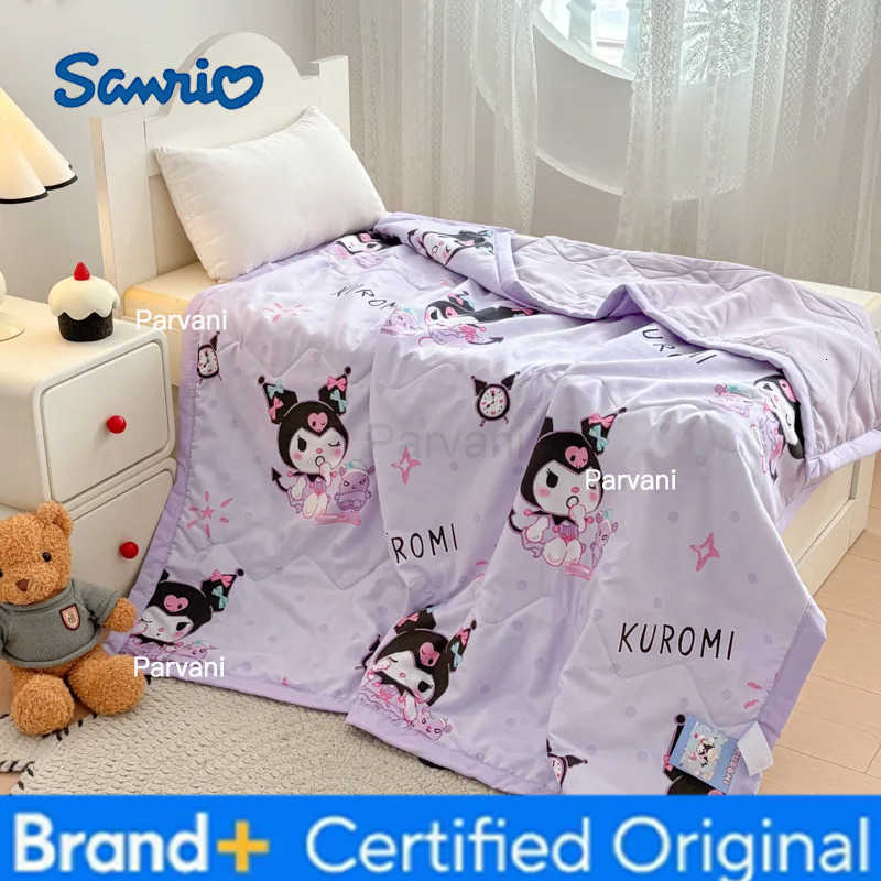 Sanrio 110150cm Hello Kitty Summer Quilt Air Conditioning Quilt Kuromi Pochacco Cinnamoroll Melody Thin Quilt Nap Blanket H251230-image-1090301647