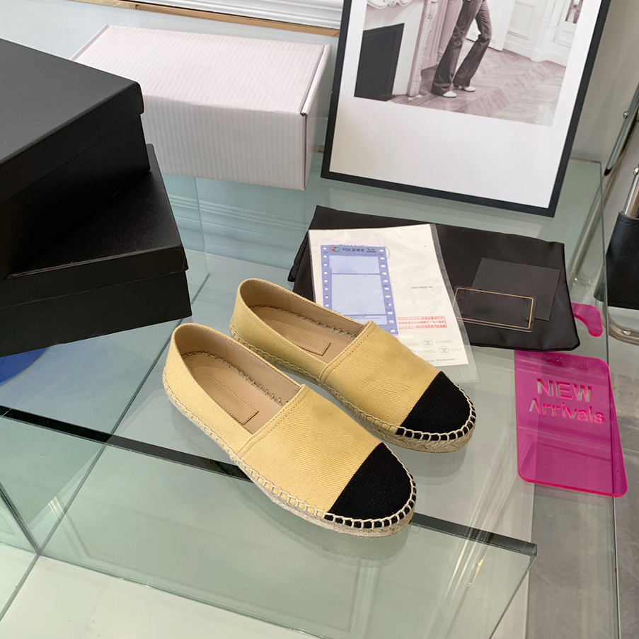 Espadrilles Chaussures de créateur Baskets de luxe Femme Chaussures décontractées Toile Mocassins en cuir véritable Design classique Pantoufles D
