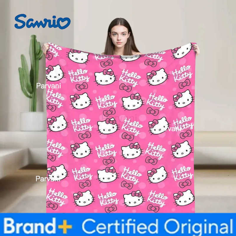 Sanrio Hello Kitty Pink Cartoon Blanket Flannel Awesome Soft Throw Blankets for Bed Sofa Spring Autumn H251230-image-1090300920