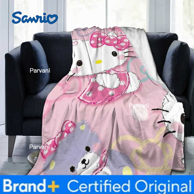 Sanrio Hello Kitty Sweet Blankets Flannel Awesome Warm Throw Blankets for Home Summer H251230-image-1090300866