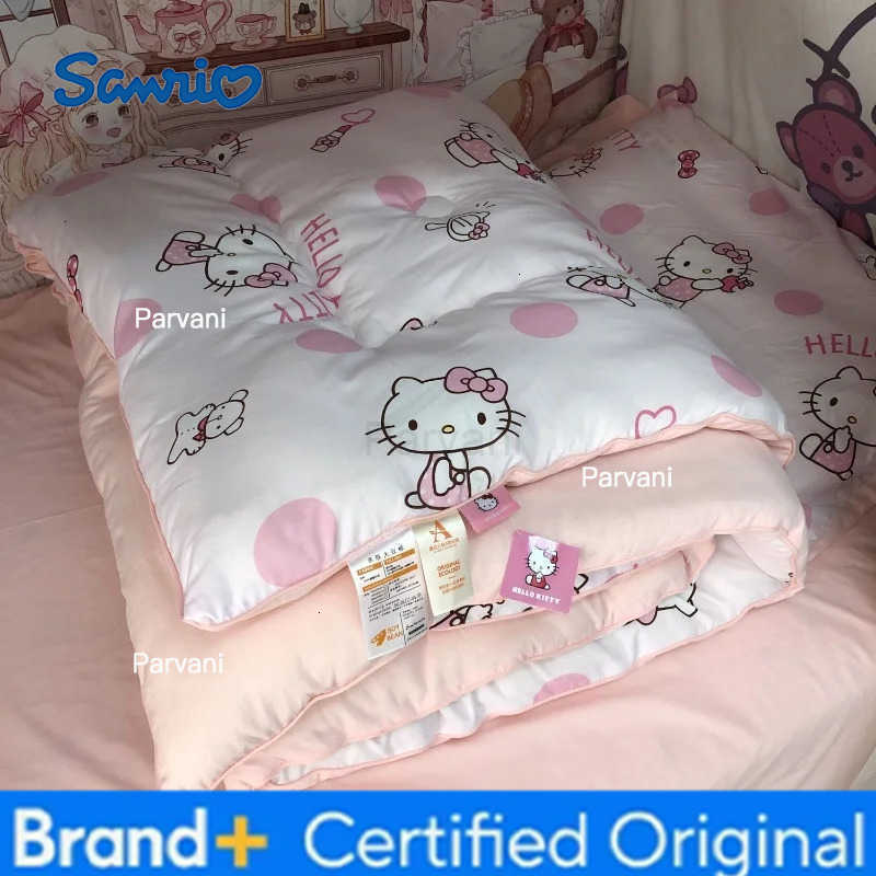 Sanrio Comforter Anime Hello Kitty Kuromi Quilt Cute Summer Quilt Bedroom Dormitory Air-Conditioning Soft Blanket Household Item H251230-image-1090301704