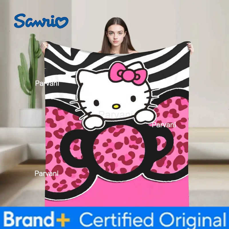 Sanrio Hello Kitty Cartoon Blanket Plush Vintage Breathable Throw Blanket for Bedding Lounge Autumn/Winter H251230-image-1090301005