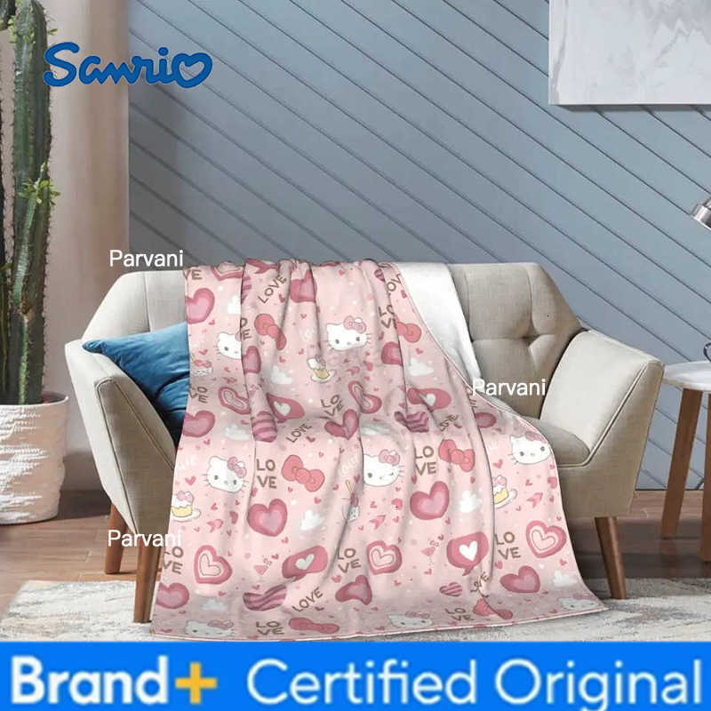 Sanrio Super Soft Hello Kittys Kawaill Cat Throw Blanket Premium Fleece Flannel Lightweight Blanket Warm Plush Blankets All Season Use H251230-image-1090301019