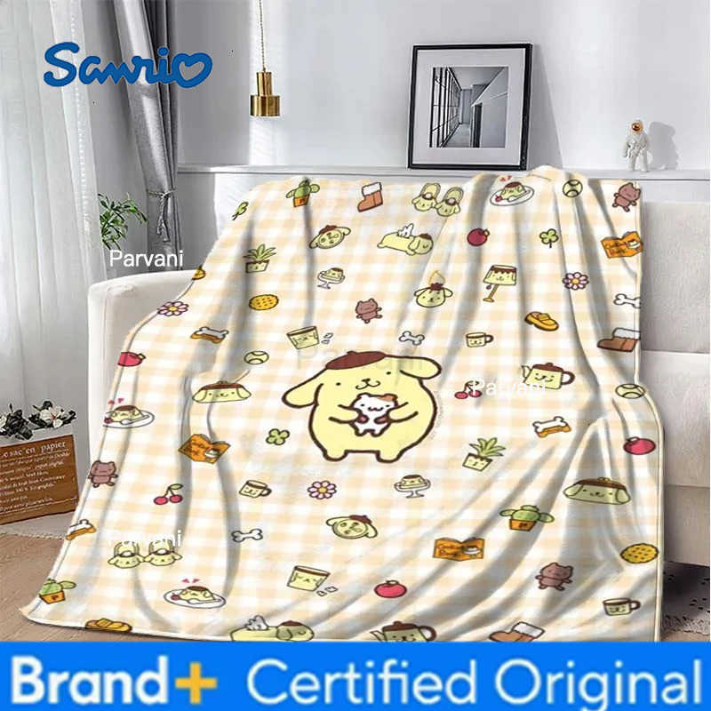 Sanrio 31 Style Pom Purin Cartoon Flannel Fluffy Soft Blankets for Children Plush Sofa Office Quilt Picnic Thin Blanket Gift H251230-image-1090301849