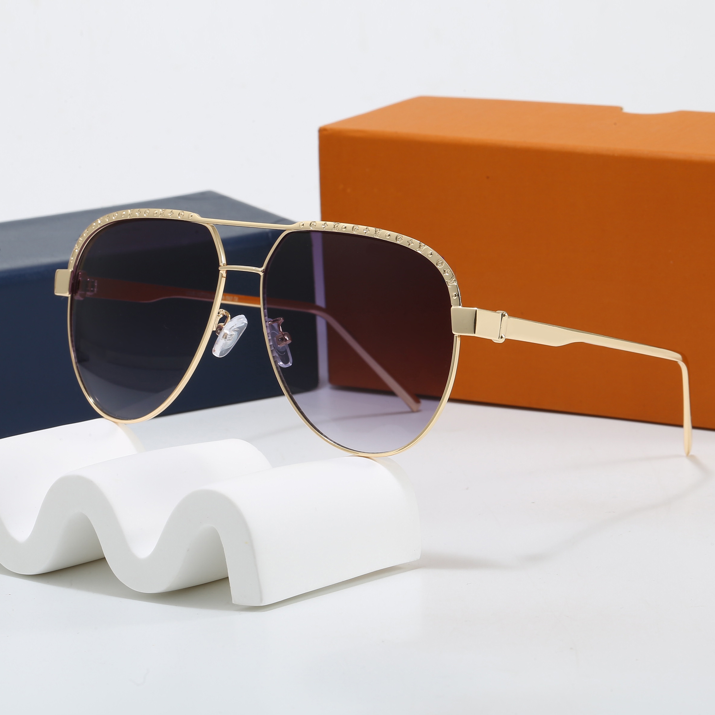 Designer Sunglasses Outdoor Shades women pilot fashion metal frame luxury Full Frame Sunshade mirror polarized UV400 protection Glasses With box AAA