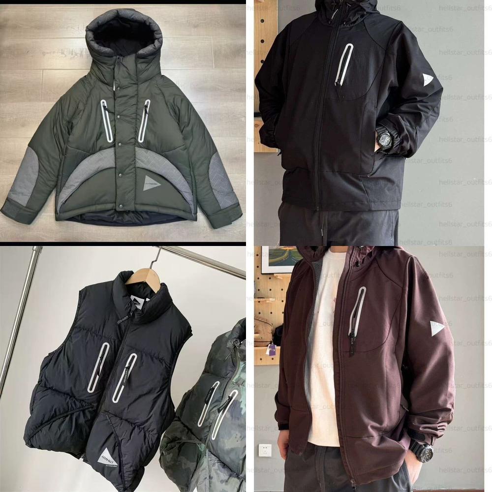 Men Short Jacket F/W AND WANDER Co Branded Stick Figures Outdoor Lightweight Windproof Ladies Sun Tide Windbreaker Hunting outerwear Tooled Men'