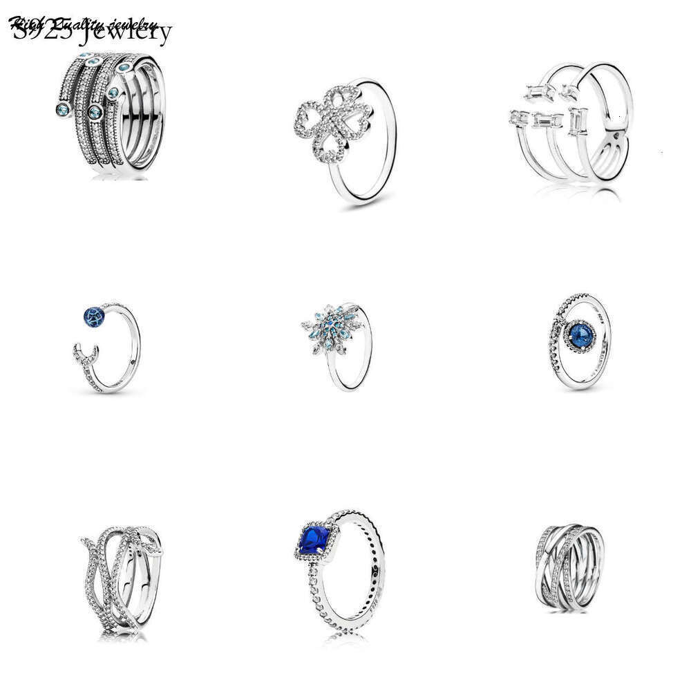 Bagues en argent en hiver, nouvelles bagues en forme de flocon de neige bleu scintillant, adaptées aux femmes, bijoux de bricolage, accessoires d