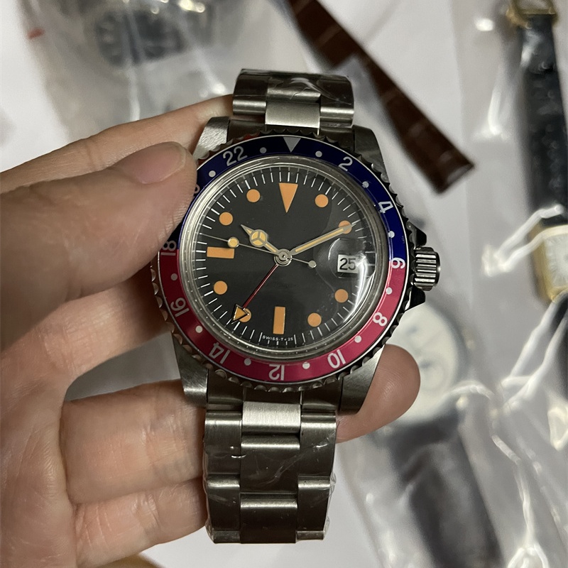 High Quality Vintage Man Watch Date Clock mechanical Automatic Movement Stainless Steel Watches 40mm Black Face Hardlex Glass Retro Style 180-3-image-1099367639