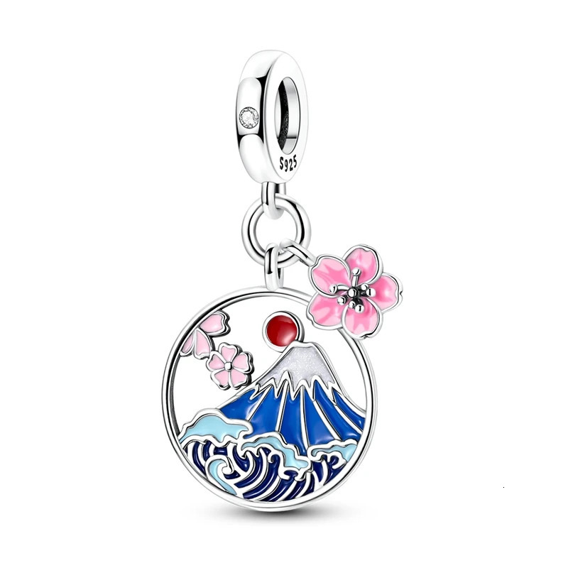 925 Sterling Silver Japanese Cherry Blossoms Charms Fit Original Bracelet Making Gift for Woman Jewelry Diy Fashion Pendant 251219