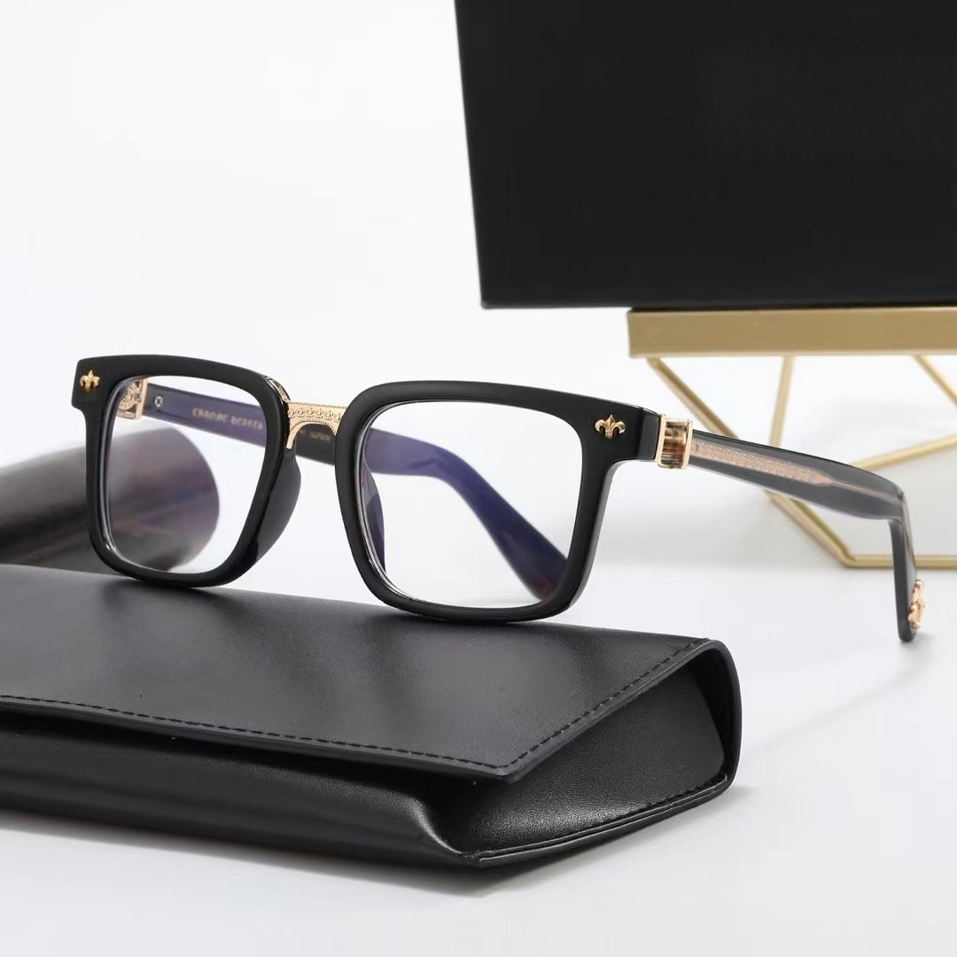 Sunglasses Designer Luxury TR Retro Box Glasses Men's And Women's Fashion Trendy Anti Blue Light Flat Mirror