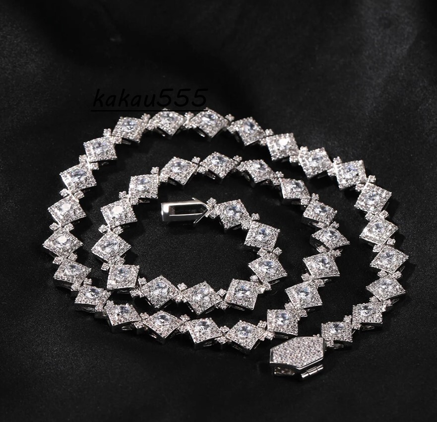 High Quality 12mm Moissanite Diamond Clustered Tennis Chain Rock Hip Hop Style Full Rapper Jewelry for Parties