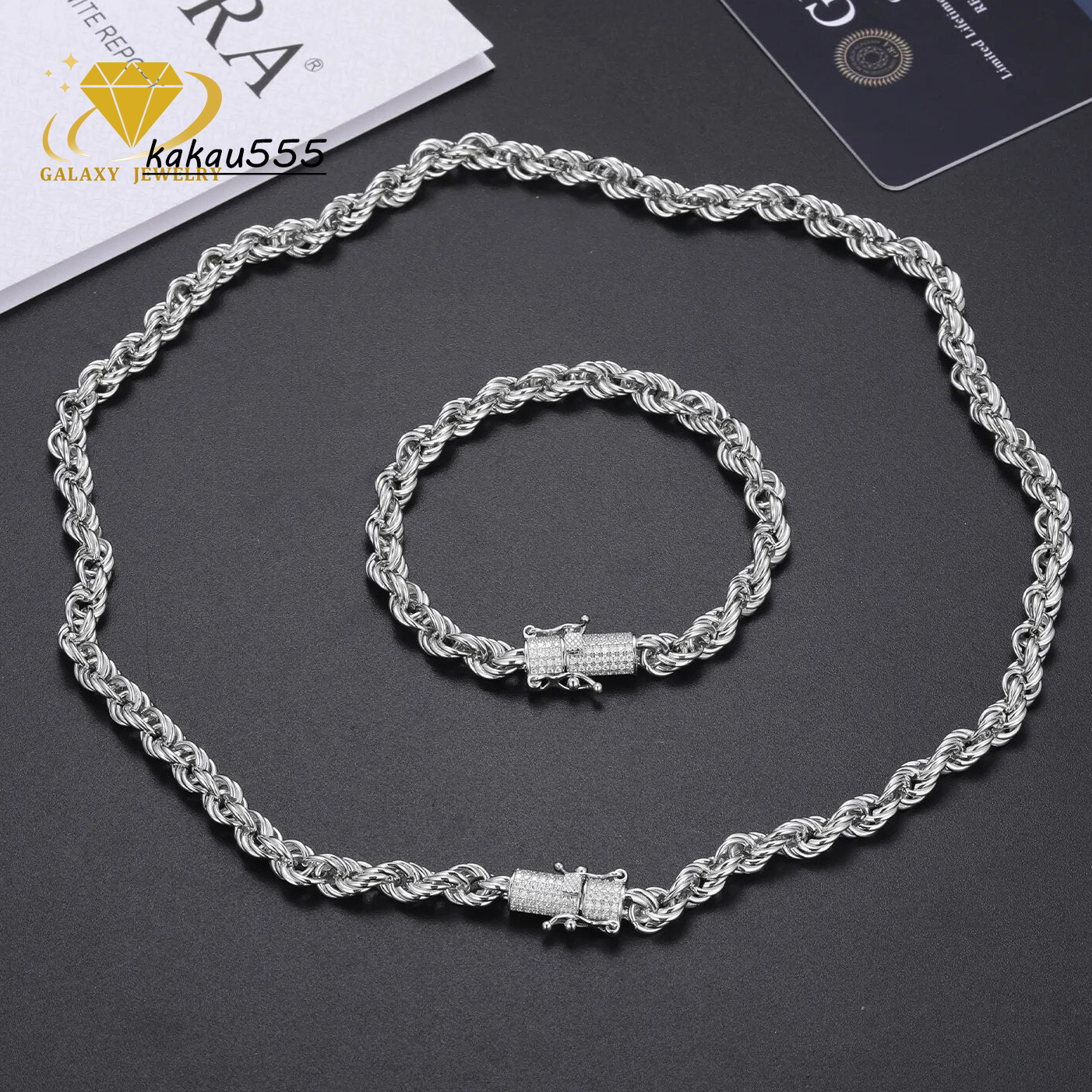 Wholesale Price Twist Chain Necklace Hip Hop Gold Plated 6MM Silver Moissanite Rope Chain 925 VVS Choker Necklace