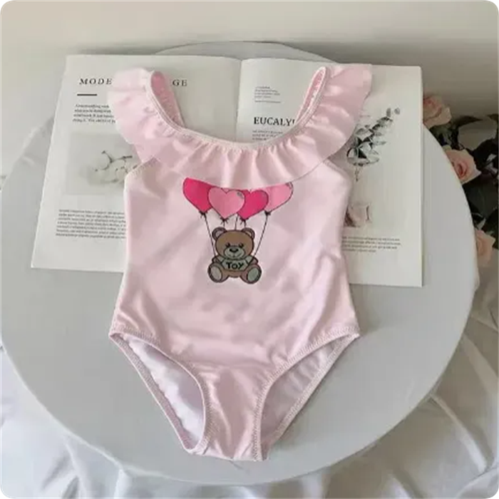 Fashionable Kids Girl Swimwear Designer Baby Swimsuits Summer Children One-Pieces Bikinis Girls Luxury Cartoon Letters Printed Swimming Costume-image-937208243
