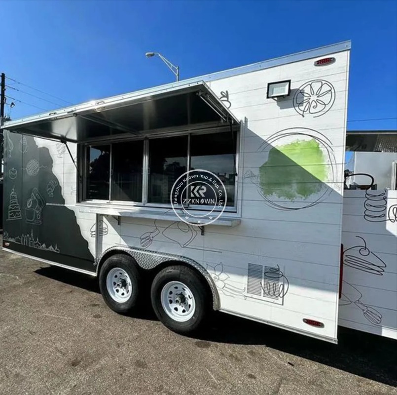 Usa 9.2Ft Mobile Kitchen Food Trailer Pizza Oven Truck Food Carts and Food Trailers Fully Equipped Ice Cream Coffee Bar-image-1064422655