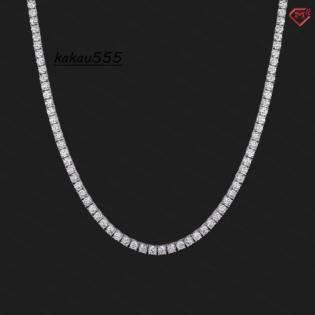Factory Tennis Chain High Quality 4mm 925 Sterling Silver Iced Out Tennis Necklace VVS Moissanite Tennis Chain