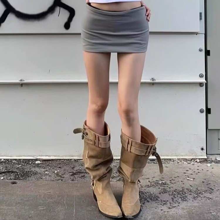 Stylish Versatile Woman Boots Snow Chelsea Leather Platform Shoes women Fashion Casual Boot Gothic Punk Rock Vintage Spring Autumn Long Short Boots