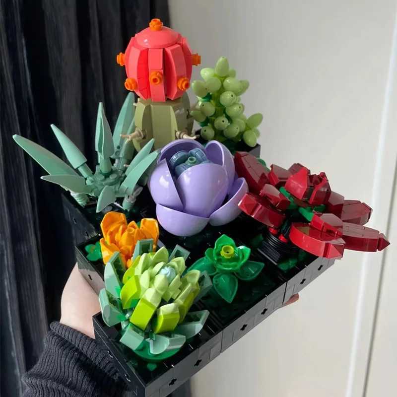 Succulents fleurs bouquets 10309 blocs de construction Bonsai Bricks Plant Decor Assemble Modèle Toys Romantique Cadeau de Noël S250701