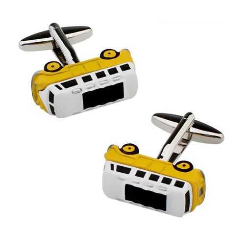 New Arrival 3D Bus Cufflinks Yellow Color Wagon Car Design Quality Brass Material Mens Cufflinks Wholesale Retail XJ250614-image-1064535866