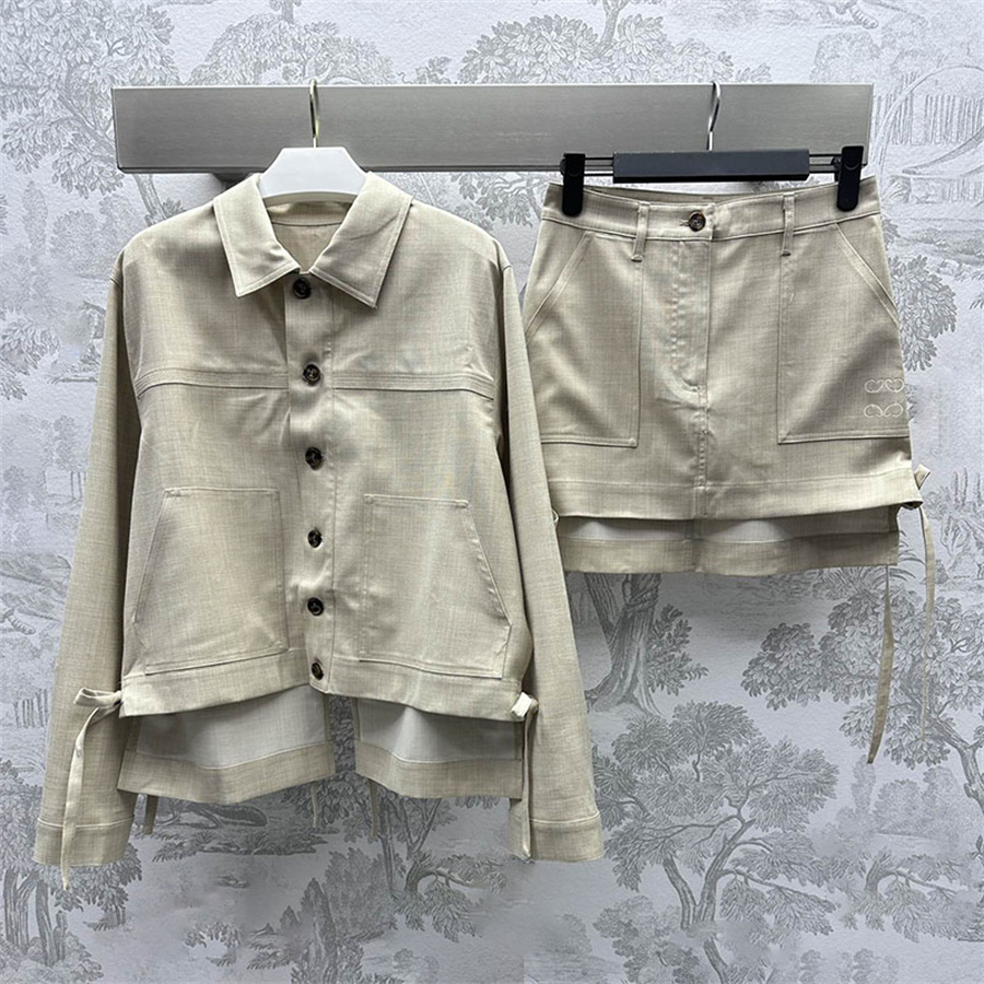 Designer Printed Shirt Skirt Sets Women Stylish Blouse Loose Buttons Pants High Waisted Pleated Skirt-image-785455202