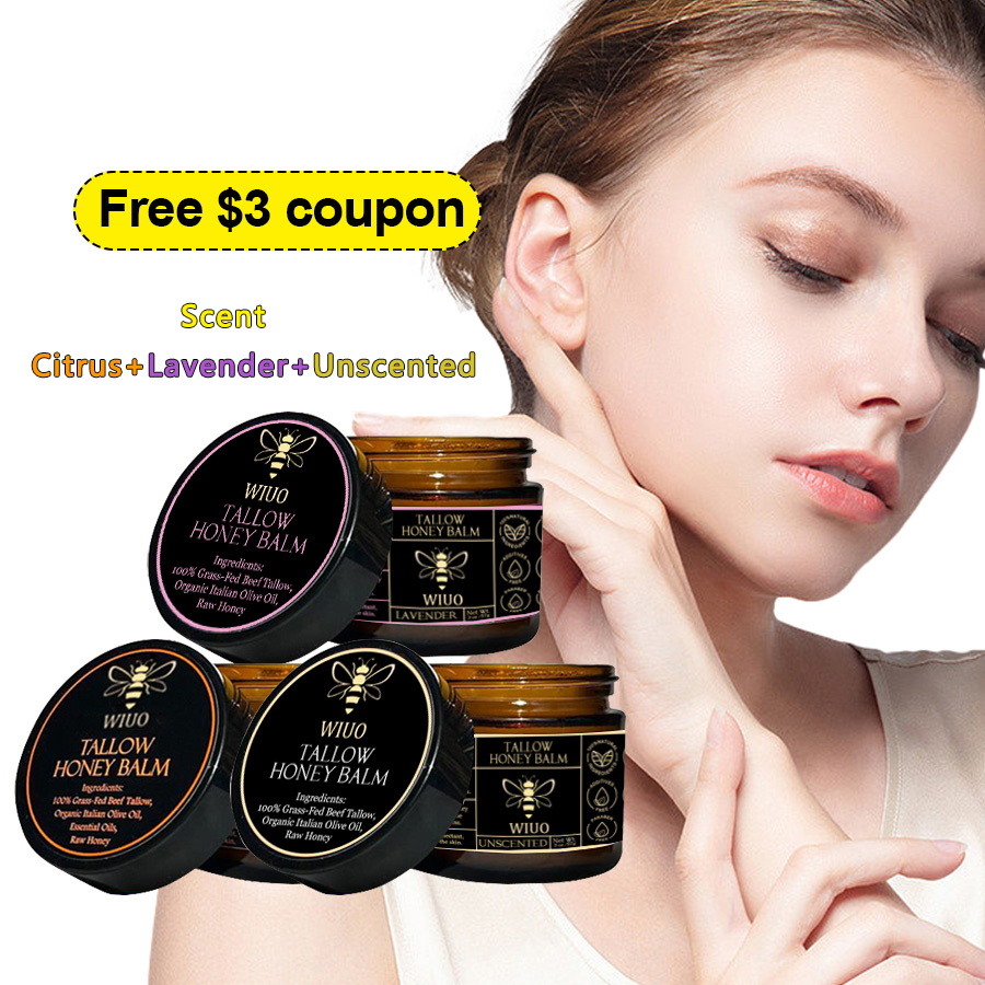 Cosmetics organic grassfed beef tallow balm with raw honey nourishing cream for soft radiant skin handmade allnatural moisturizer 2 oz skincare-image-1080980133