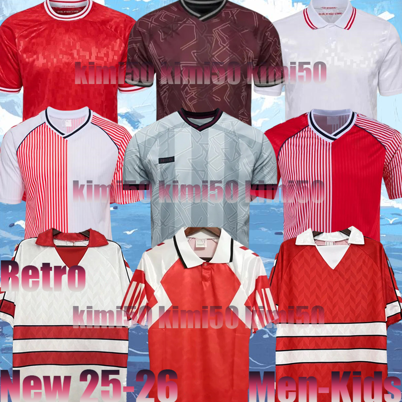 Euro Cup New 2025 National Team 24 25 26 Soccer 1986 1988 98 Retro Denmark Football Jersey Shirt Kids Kit Set Home Red Away White Mens Uniform CH-image-981978240