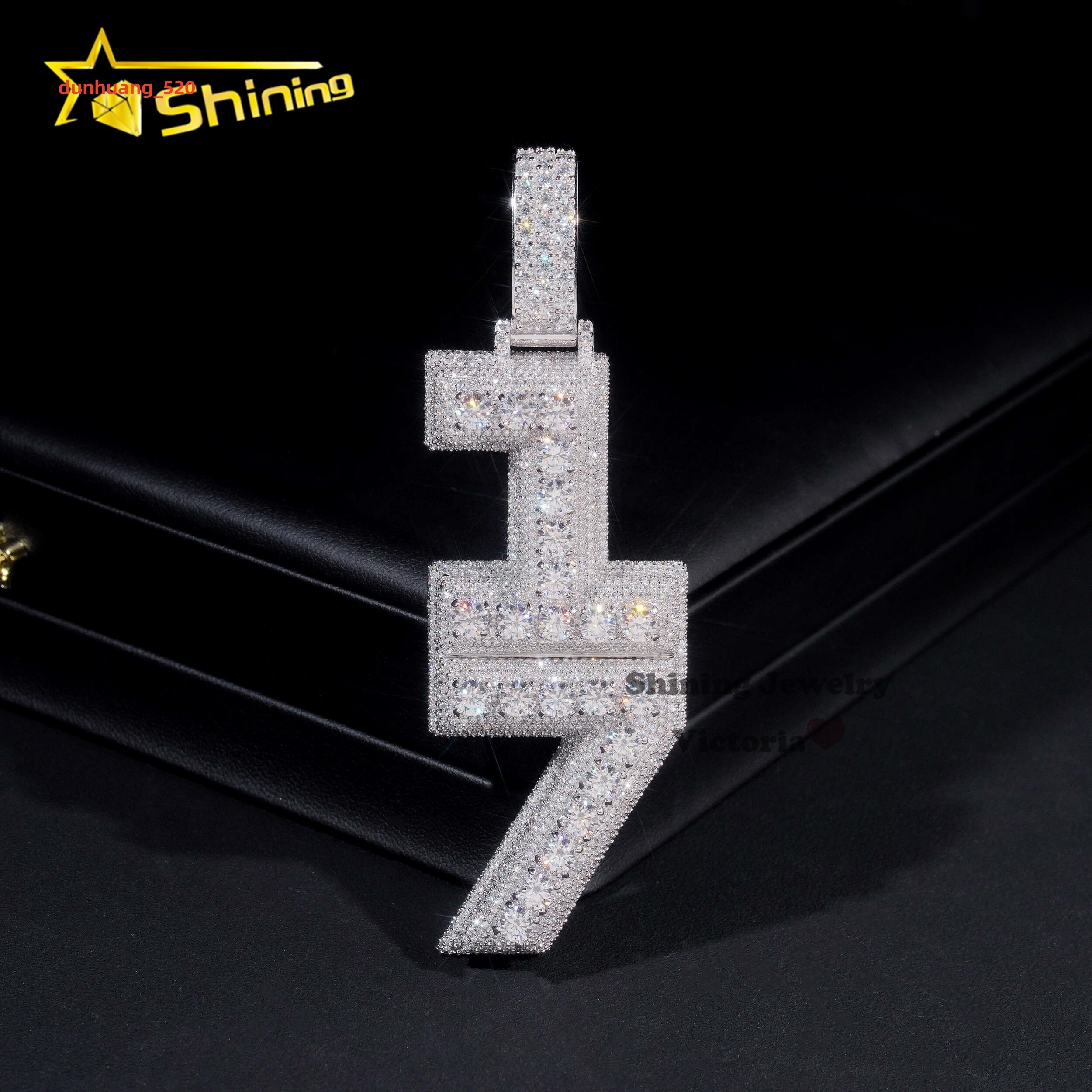 Hip Hop Jewelry Iced Out Pendant Number for Cuban Link Chain 925 Silver Moissanite Diamond Custom Luxury Number Pendant Necklace