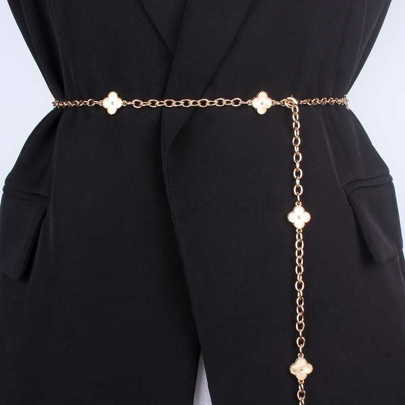 Belts Luxury Designer Flowers Gold Chain Belts for Women Dress Waistband Appreal Accessories Metal Thin Strap Corset Belt Z260924