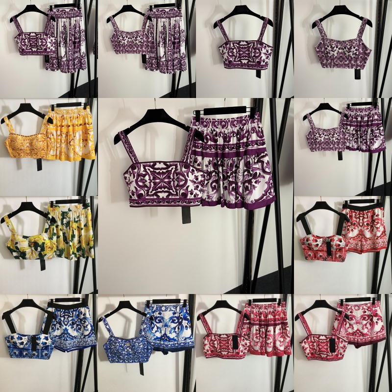 Luxury Cropped Tube Top Tank Skirt Women Designer Cropped Vest Skirts Outfits Luxury Summer Blouse Pants Set-image-758223460