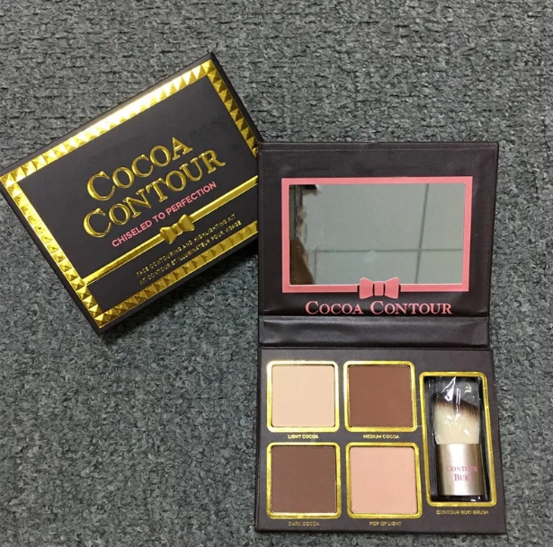 Face Makeup COCOA Contour Kit 4 Colors chiseled to perefection face contouring and Bronzers Highlighters Powder Palette-image-407267243