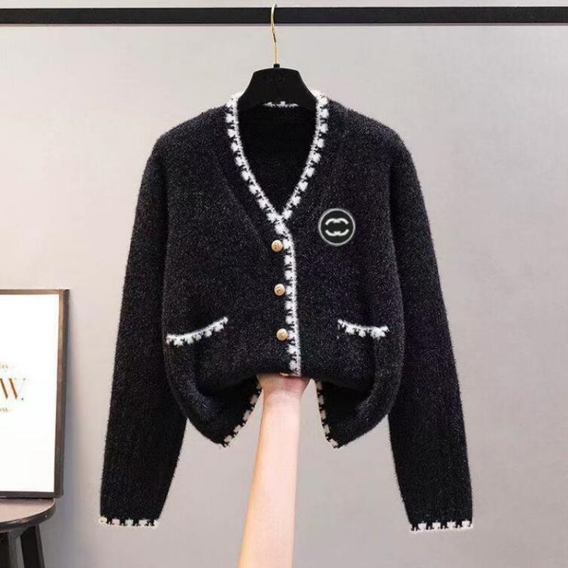 Cc Fashion Luxury Brand Designer Chan Jacket Women's Sweaters Long Sleeve Oversized For Knitted Cardigan V Neck Loose Coat Women Knitwear Cloth
