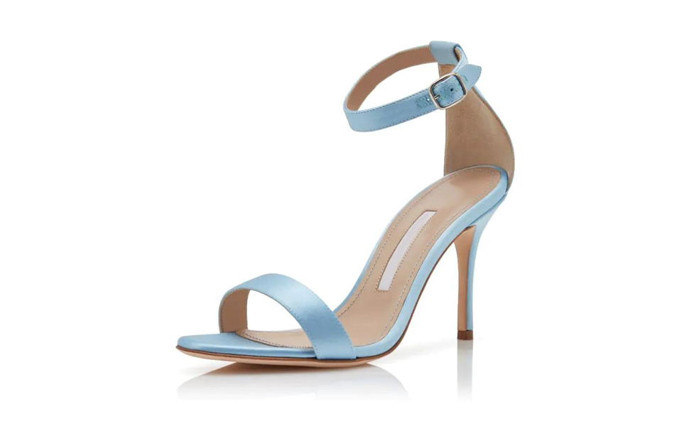 Luxury Summer Ladies Sandals Pumps CHAOS Light Blue Satin Ankle Strap High Heels Italian Fashion Women Peep Toes Clare Sling Straps Sexy Wedding Par