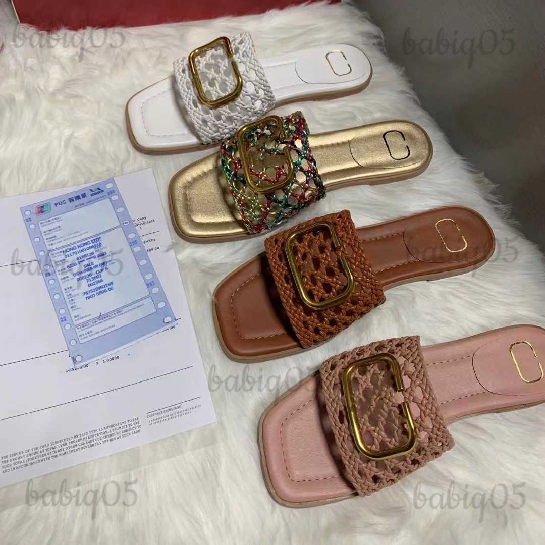 2023 Designer Classic Fashion New Ladies Sandals V Signature Grain Leather Decorative Element Slippers 35-42 T250703