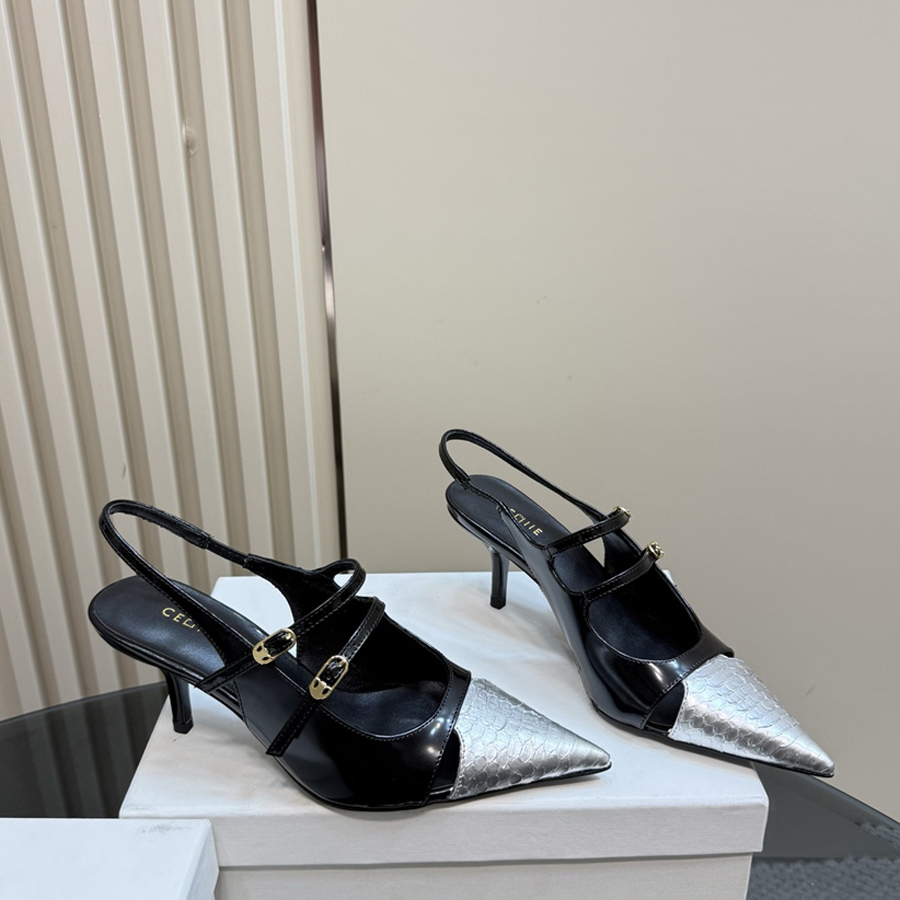 Sandales en cuir d'été Sandales en denim de créateur Sandales de luxe pour femmes Pointe pointue Chaussures de plage à talons hauts Mode de luxe