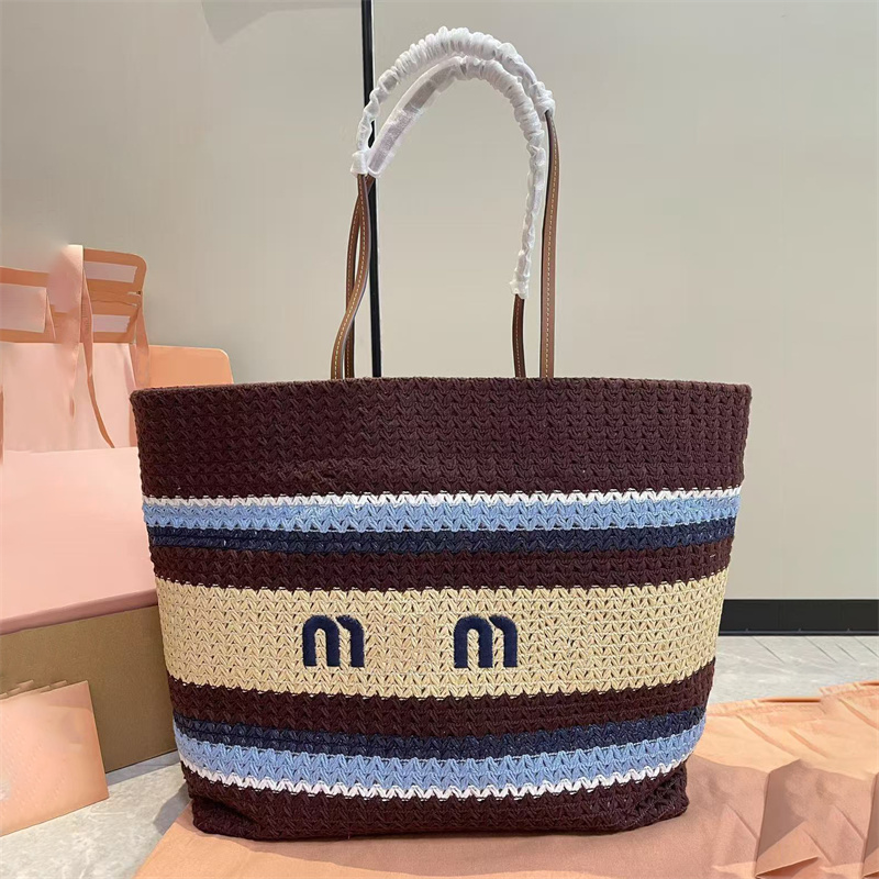 Fashion Raffias effect woven tote bag Luxury Shoulder Designer bags Womens mens handbag summer Straw shopper bag 10A quality crossbody travel vac