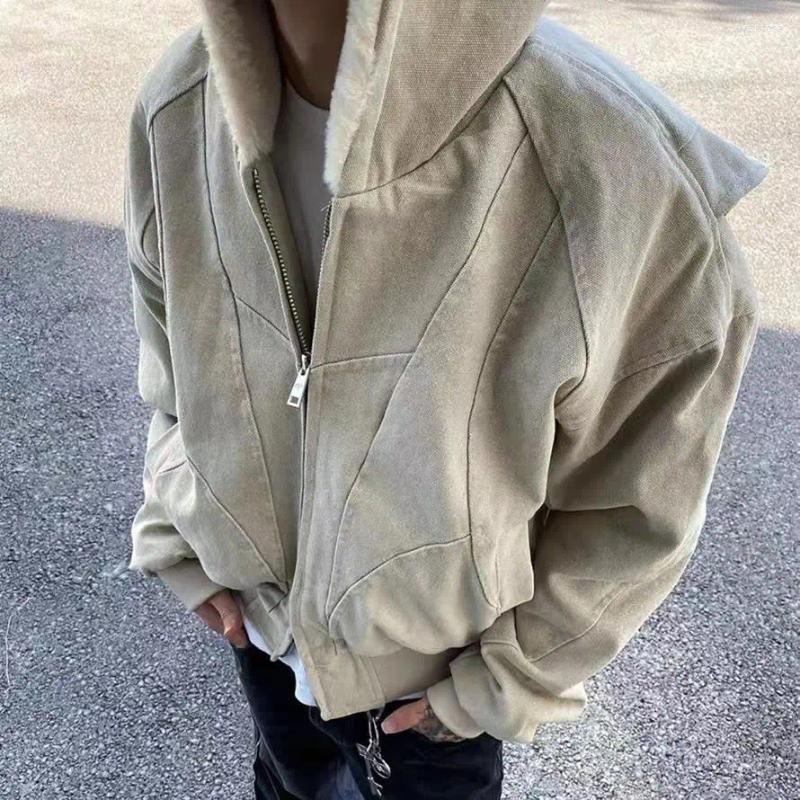 Mens Hoodies Retro Workwear Womens Autumn Winter Brand High Street Neutral Style Loose Casual Baseball Jackets For Men Clothing