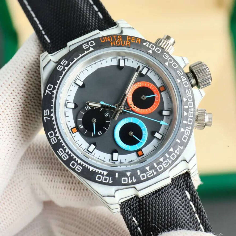 Watchman Men Designer Automatic Movement Watches 40mm Luminous Carbon Fiber Bezel Nylon Band Montre de Luxe Relojes Sports Watch High Quality