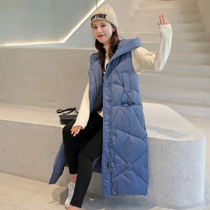 Yoga Outfit Women Down Jackets Hoodies Long Vest Down Parkas Waistcoat Tops Ladies Outerwear Coats Winter Thick Coat Keep Warm 1906-image-887077090