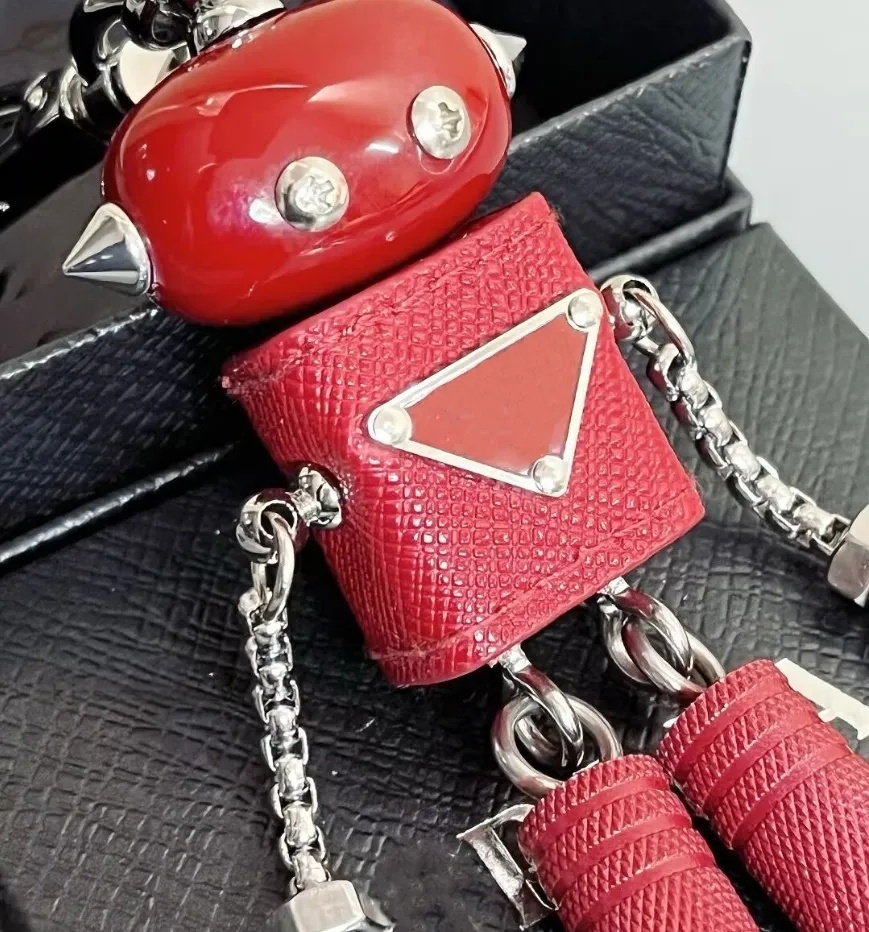 Designer Robot Saffiano sac en cuir porte-clés Personzed métal robot pendentif charme de sac à main pour femmes hommes accessoires porte-clés dhg